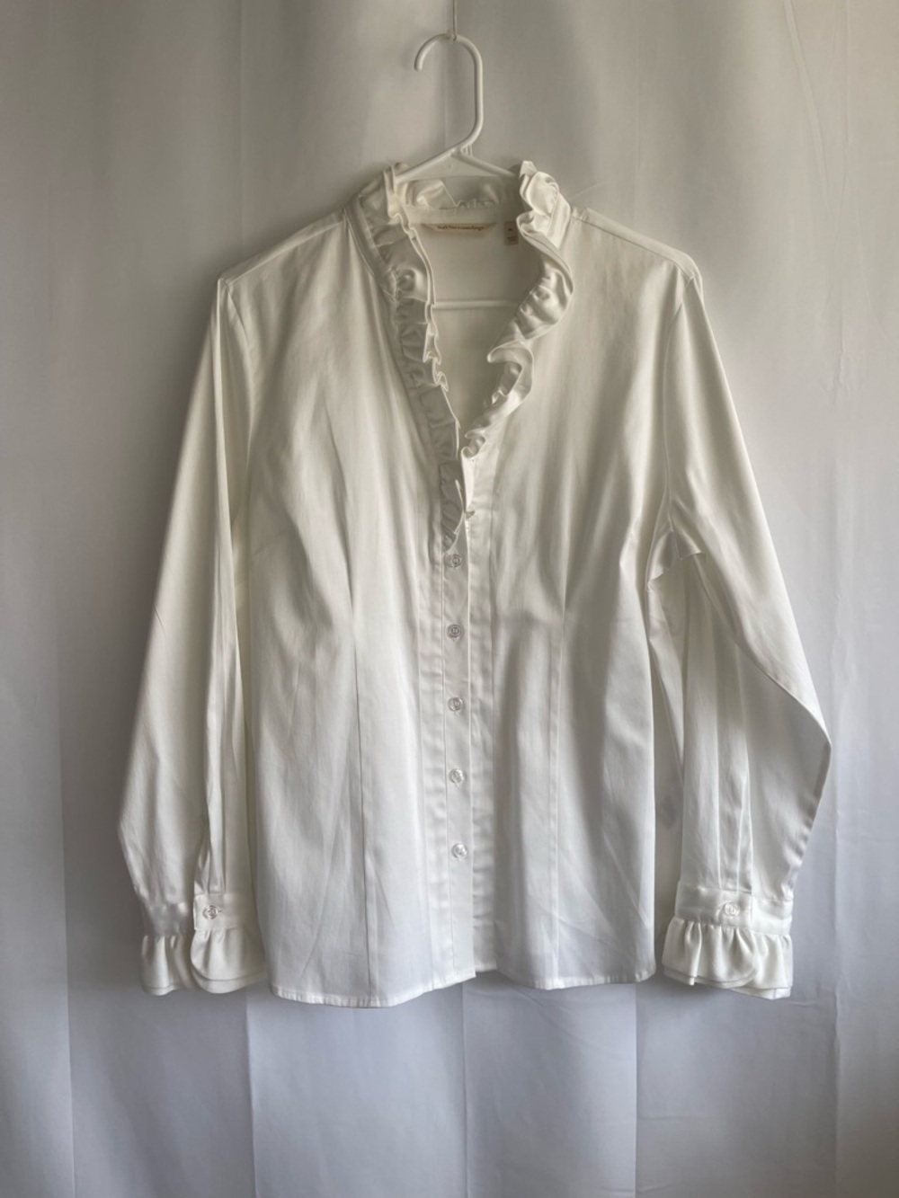 Soft Surroundings Ivory Ruffled Collar Blouse